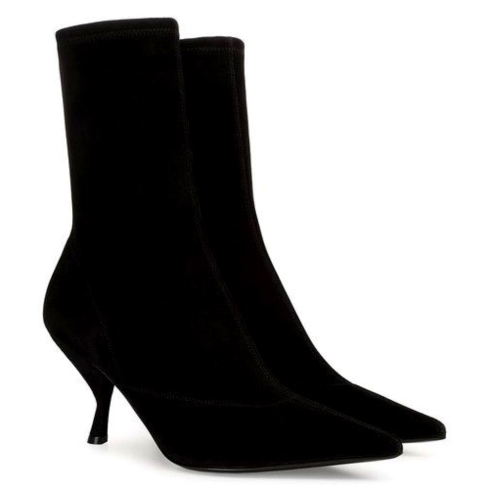 SERGIO ROSSI SR HALIMA BOOTIE Black Suede  ,SIZE -8